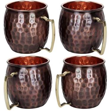 Imagem de Conjunto de 4 canecas mule de cobre antigo marteladas e rígidas de Moscow