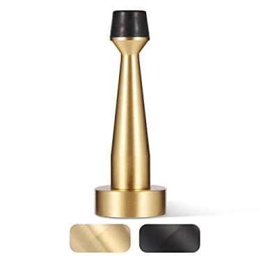 Imagem de Batente de porta de latão sólido, protetor de parede decorativo para porta, batente de porta resistente com ponta de borracha para proteção de porta de parede, amortecimento de som, banhado a latão dourado escovado