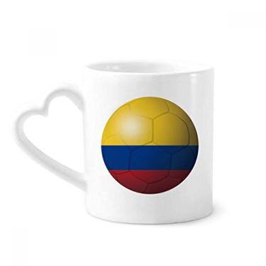 Imagem de Caneca de futebol com bandeira nacional da Colômbia caneca de café cerâmica copo de coração de vidro