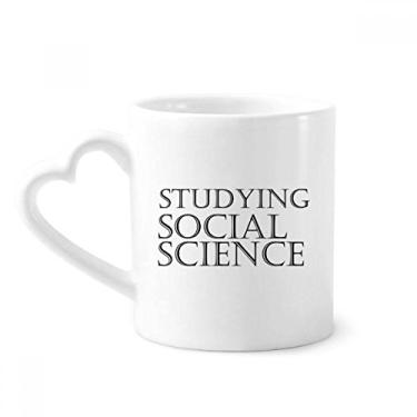 Imagem de Caneca de café de cerâmica com frase curta para estudar ciências sociais copo de coração de vidro