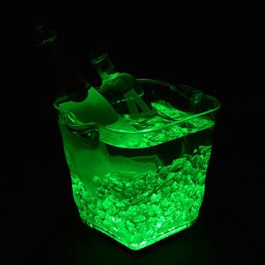 Imagem de Balde de gelo iluminado, balde de champanhe com carregamento de LED, recipiente luminoso para cubo de gelo, refrigerador de cerveja de vinho