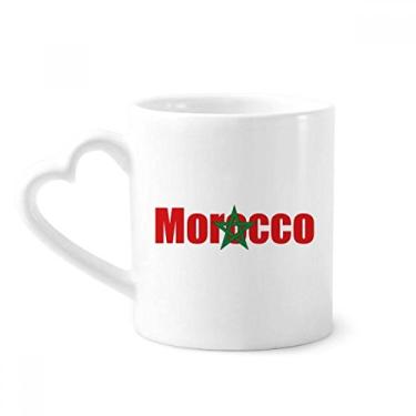 Imagem de Caneca com nome da bandeira do país do Marrocos Caneca de café cerâmica copo de coração de vidro