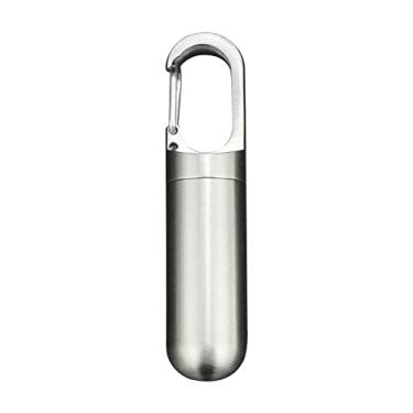 Imagem de Caixa de comprimidos com botão de pendurar à prova d'água de liga de titânio, caixa de medicamentos pequena portátil para uso ao ar livre, mochila de viagem ao ar livre,