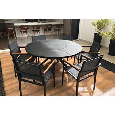 Imagem de Mesa De 1,40m + 6 Cadeiras Alumínio e tela Para Área Externa