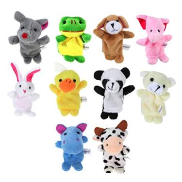 Imagem de CLISPEED Conjunto de Fantoches de Dedo 20 Peças de Fantoches de Dedo de Animal - Fantoches de Dedo de Pelúcia Costura Artesanal Brinquedos de Animais para a Hora da História Do Bebê