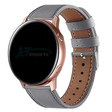 Imagem de Pulseira 20mm Couro compatível com Samsung Galaxy Watch Active 1 e 2 - Galaxy Watch 3 41mm - Galaxy Watch 42mm - Amazfit GTR 42mm - Amazfit GTS - Amazfit BIP - Marca LTIMPORTS (Cinza)