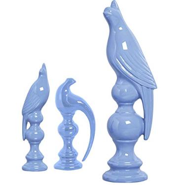 Imagem de Trio De Passaros Exoticos Ceramicas Pegorin Azul Frozem