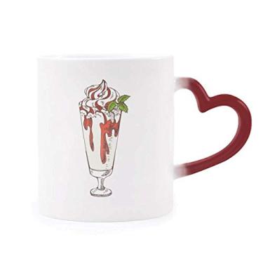 Imagem de Caneca Cup Leaves vermelha branca sorvete sensível ao calor Caneca vermelha que muda de cor