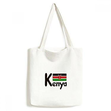 Imagem de Bolsa de lona com estampa preta da bandeira nacional Kenya bolsa de compras casual
