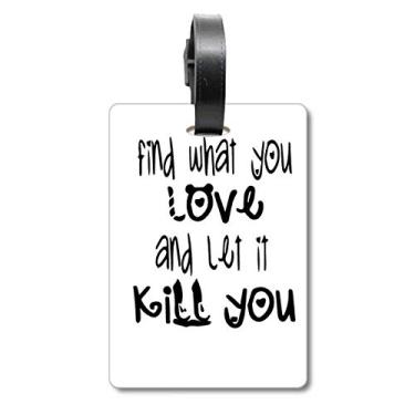 Imagem de Design de palavras em inglês Love And Kill Bolsa de bagagem Etiqueta para cartão de bagagem