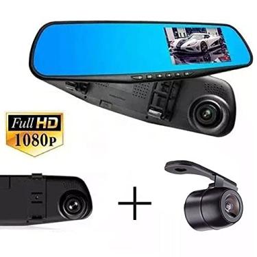 Imagem de Espelho Retrovisor Tela 4,3 Full Hd Camera Re Camera Frontal