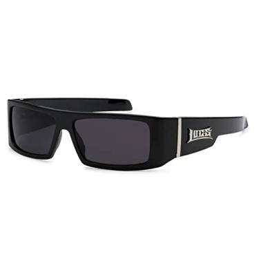 Imagem de culos de sol Hard Core Locs Cholo Gangster quadrado retangular Mad Dog, Preto, One Size