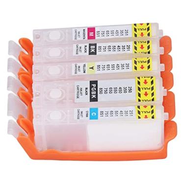 Imagem de Cartucho de Impressora, PGBK BK CM Y 5 Cores PP Recarregáveis ​​5pcs Cartuchos de Tinta Resistentes (250-251)
