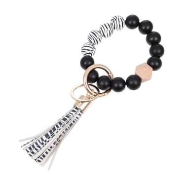 Imagem de CHILDWEET Chaveiro Pulseira Chave Para Mulheres Pingente De Chave De Silicone Porta Bolsa Pulseira Preta Pulseiras Pretas Frisado Contas Pretas Pendão Cordão Senhorita Gel De Sílica Fosco