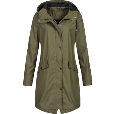 Imagem de Casaco de chuva feminino, casaco de transição, pôr do sol, outono, inverno, corta-vento desportivo, Verde, 4G