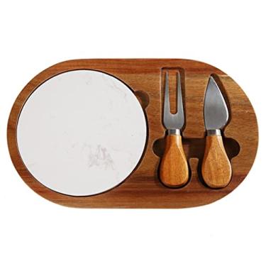 Imagem de Espaçoso Tábuas de madeira Tábua de queijo Tábua de queijo Tábua de cortar Queijo Tábua de queijo e conjunto de facas Tábua de servir com utensílios Multifuncional