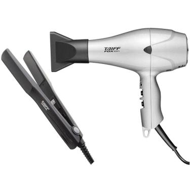 Imagem de Kit Taiff - Secador Profissional Fox Ion Prata 2000W 220V + Prancha Ceramica 180ºc