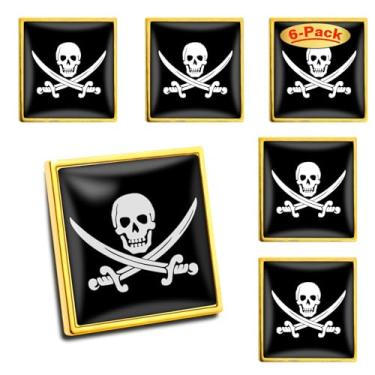 Imagem de 6/12/50/100 peças de alfinetes de lapela de bandeira de pirata a granel - broche de metal Jolly Roger lembrança para homens mulheres roupas bolsas chapéus, 1inch, Metal, Sem Pedra Preciosa