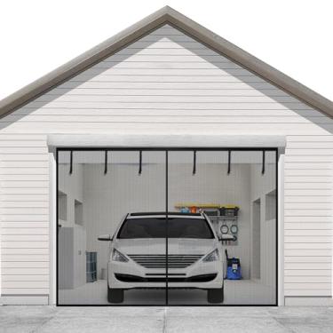 Imagem de Sunolga Tela magnética para porta de garagem para 1 carro de 2,5 x 1,8 m, porta de tela magnética de fibra de vidro reforçada com 26 ímãs de alta energia e 6 fitas de cinta, tela de tela mãos-livres