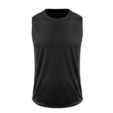 Imagem de Camiseta de compressão masculina Active Vest Body Shaper Slimming Workout cor sólida Muscle Fitness Tank, Preto, P