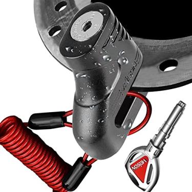 Imagem de Cadeados de motocicleta resistentes antifurto, travas de cabo com combinação, trava de bicicleta resistente com selim de chave, minicarro, trava de disco de roda, acessórios de trava de freio de disco para bicicletas e cabos adultos (preto)