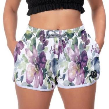 Imagem de Short Praia Premium Feminino Academia Fitness Caminhada Estampado Florido Floral Estilo Moda-Feminino
