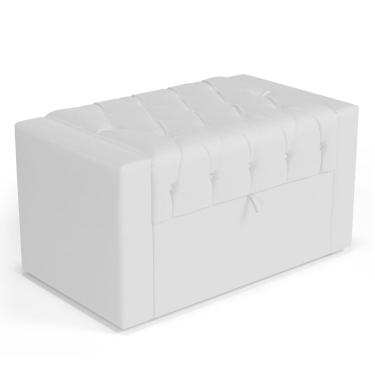 Imagem de Calçadeira Báu Solteiro Atena 90cm Capitonê Sintético Branco - Desk Design