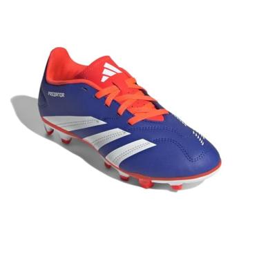 Imagem de adidas Tênis unissex Club J Bota de futebol flexível (criança pequena), Azul lúcido, branco/vermelho solar, 18