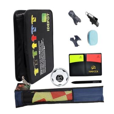 Imagem de UGPLM Bolsa acessório para árbitro de futebol, bandeiras de lineman, cartões de árbitro de futebol, bolsa de transporte com vários bolsos para equipamento