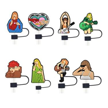 Imagem de SOKPEWWM Pacote com 8 tampas de palha 10 mm Super Girl Star Straw Topper, compatível com Stanley 850.5 g 1,134.0 g Topo de canudo para acessório de copo, plugues de palha reutilizáveis de silicone (8