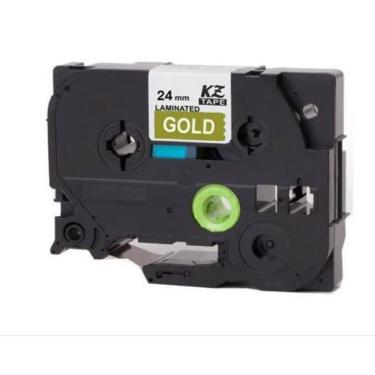 Imagem de Fita Aplicável Brother Tz Tze 855 Dourada Letra Branca 24Mm