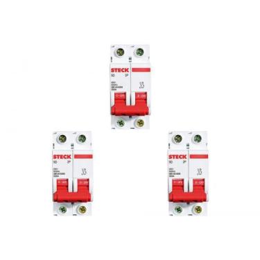 Imagem de Kit C/3 - Disjuntor Steck Din Bipolar 63A Sd62 3Ka