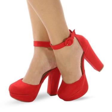 Imagem de Sapato Boneca Re&Ton Meia Pata Salto Grosso Feminino MP12, Vermelho, 3