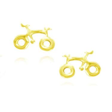 Imagem de Brinco de Bicicleta Em Prata E Folhado A Ouro - 94394 - Magia das Joia