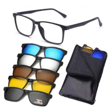 Imagem de Armação Óculos 6 Em 1 Grau Sol Clip on Masculino Magnético - Oculos20V