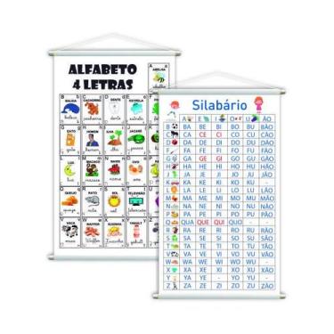 Imagem de Alfabeto 4 Letras + Silabário Simples Kit 2 Banners 80X50Cm - Plimshop