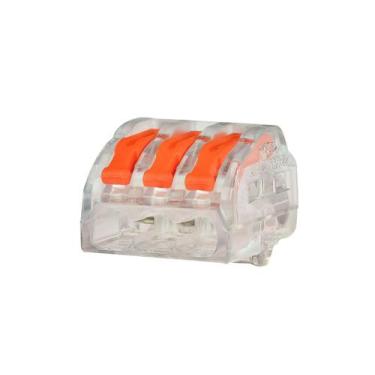 Imagem de Kit 50 Conector Elétrico Emenda Rápida Alavanca Borne 3 Fios - DMTI