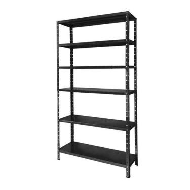 Imagem de Estante Aço 6 Prateleiras 30cm Reforçada Multiuso Preta 50kg - BMS Móv