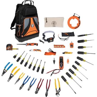 Imagem de Klein Tools O kit de ferramentas manuais 80141 inclui alicates, chaves de fenda, chaves de porca, mochila e mais ferramentas no local de trabalho, 41 peças