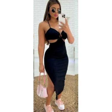 Imagem de Vestido Bárbara Canelado Preto - Galeria da Moda