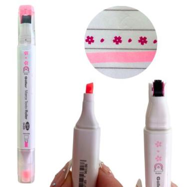 Imagem de Caneta Marca Texto 2 Em 1 Carimbo Divertida Marcador Rosa / Verde - Go