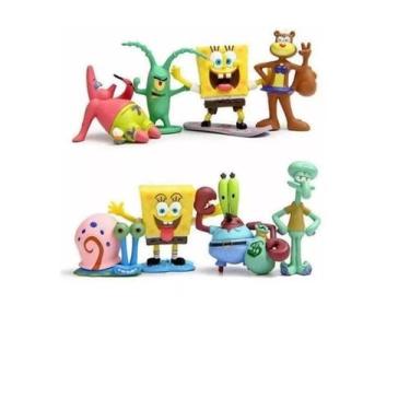 Imagem de Kit Aquário Enfeites 7 Bonecos Bob Esponja Fenda Do Biquíni - Fragata