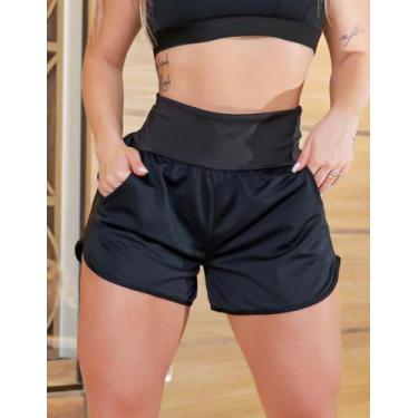 Imagem de Short Feminino Esportivo Running Dry Fit com Bolso - Fitmoda, Preto, G