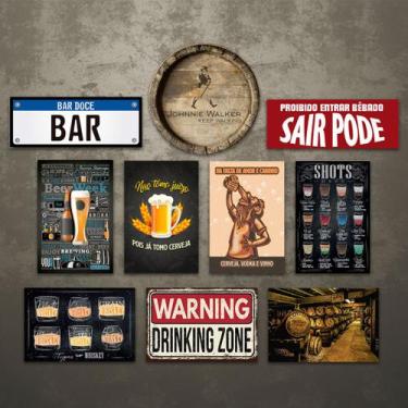 Imagem de Kit 10 Placas Decorativas Bebidas Cervejas Frases Bar Mdf - Art Print