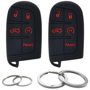 Imagem de GFDesign 2 peças de silicone 5 botões capa controle remoto capa sem chave compatível com Jeep Grand Cherokee Chrysler 300 200 Dodge Charger Challenger Durango Journey Dart Viper Ram M3N-40821302