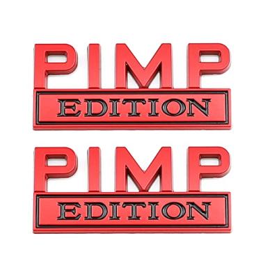 Imagem de CARRUN Adesivo decalque 3D com emblema para porta de porta-malas com capô traseiro para carro e caminhão, SUV (Pimp, vermelho) CR-PE2