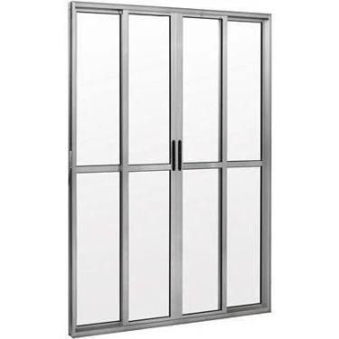 Imagem de Porta Sacada 4 Folhas 210x200 Brilhante C/Trinco  - Jr esquadrias preç