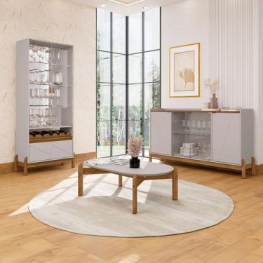 Imagem de Sala de Estar Completa Bahrein 6 Portas 1 Gaveta 3 Peças Off White/Ced