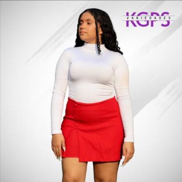 Imagem de Short Saia Com Botão e Fenda Basico Elegante Tecido Bengaline Plus Siz