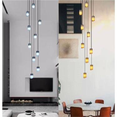 Imagem de Lustre para sala Cúpula Fumê 10 lâmpadas pé direito alto - Otago